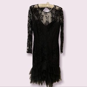A la Gatsby! Exquisite Vintage Black Lace Dress in Perfect Condition